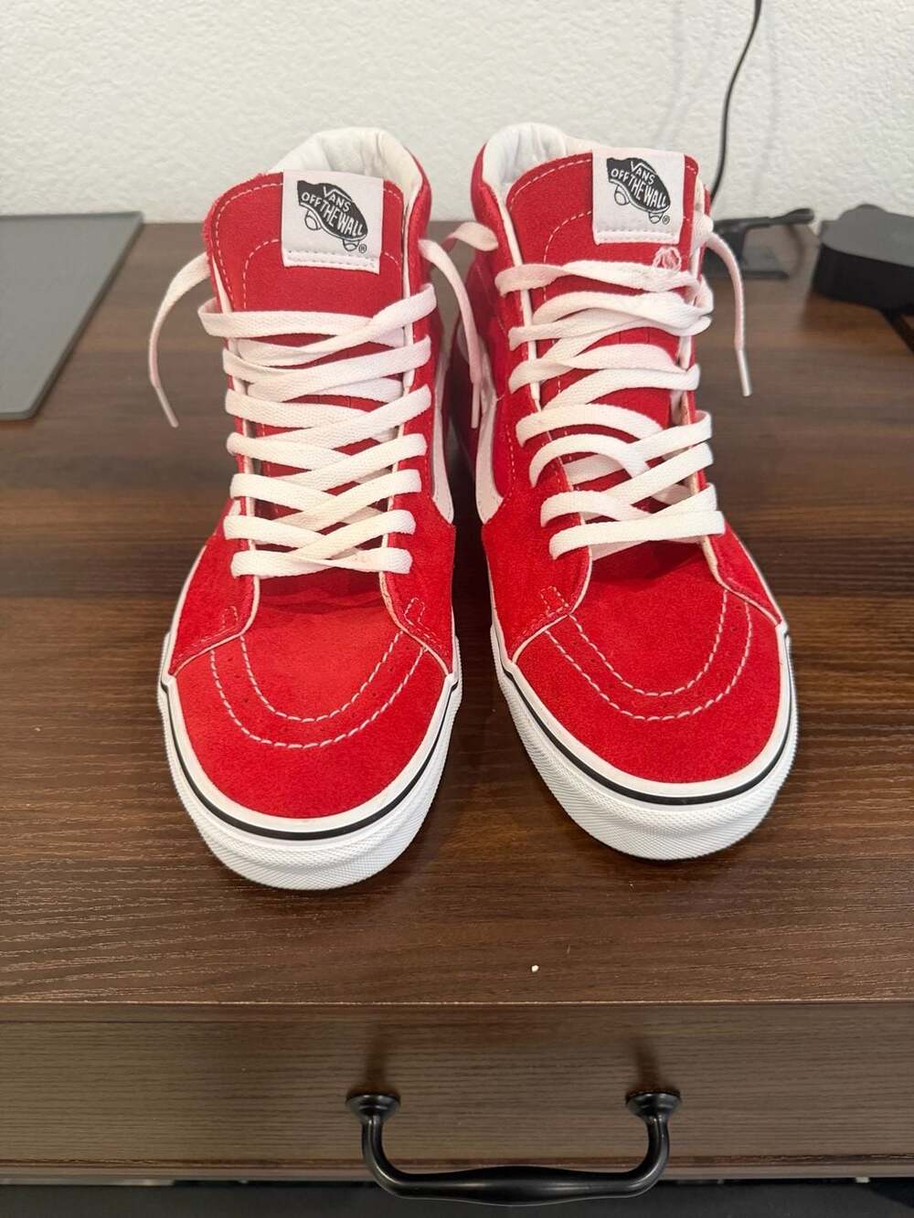 Vans Sk8-Hi Size Men 9.5 Women 11 Red White High Top Skate Shoes